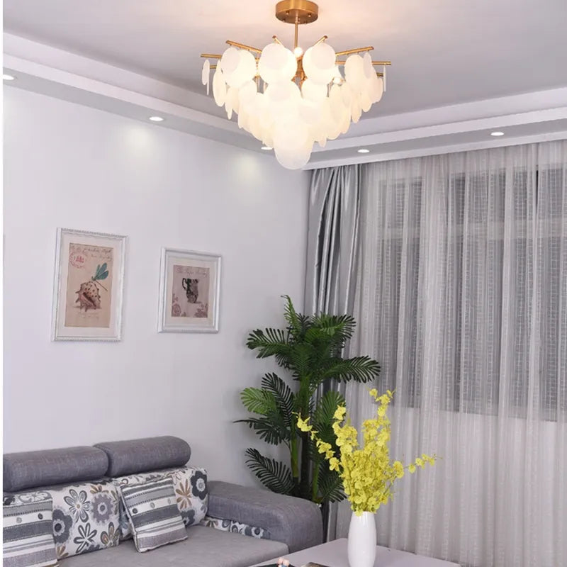 Modern Luxury Glass LED Chandelier Metal for Living Room Center Table Dining Bedroom Home Decor Lighting Fixture Pendant Lamps