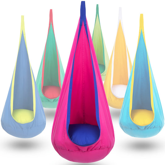 Kids Pod Swing Seat Cotton Child Hammock Chair For Indoor And Outdoor Use.