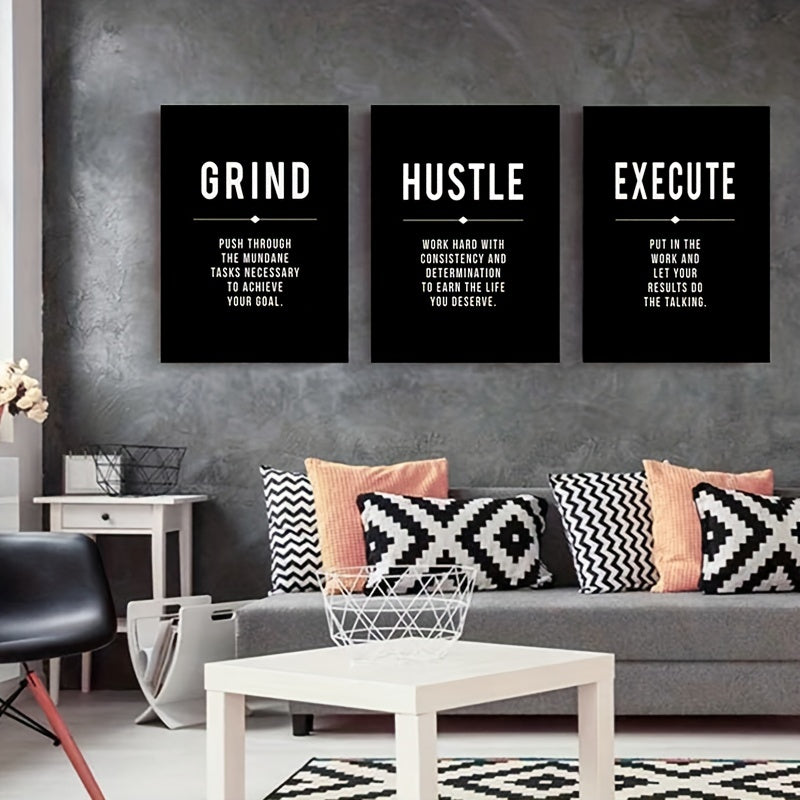 3pcs Unframed Grind Hustle Success Motivational Posters And Prints Office Decor Modern Art Entrepreneur Inspirational Oil Painting Picture No Frame