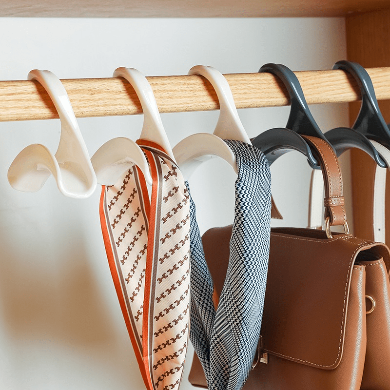 2/5/8pcs, Multifunctional Rotatable Purse Hanger and Wardrobe Hook - 360 Degree Traceless Punch-free Storage Rack for Ties and Belts