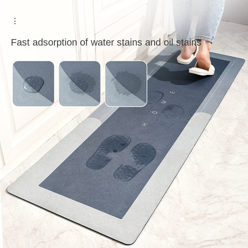 1pc Premium Diatom Mud Kitchen Floor Mat, Super Absorbent Floor Mat With Anti-slip Bottom, Quick Dry Bathroom Living Room Large Carpet, Absorbent Bath Mat, Laundry Floor Mat, Entrance Doormat, Washable Household Runner Rug For Hallway Laundry