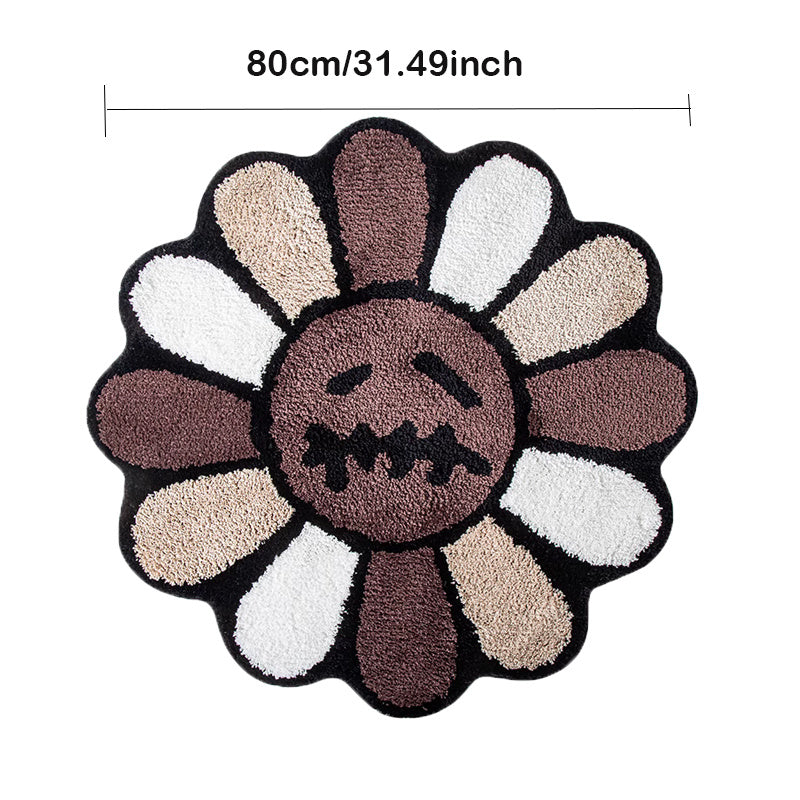 1pc Soft and Fluffy Imitation Cashmere Smiling Face Sun Flower Art Carpet for Living Room, Bedroom, and Game Room - Non-Slip Shaggy Area Rug for Teenage Room Decoration and Room Decor - 31.5x47.24 Inches