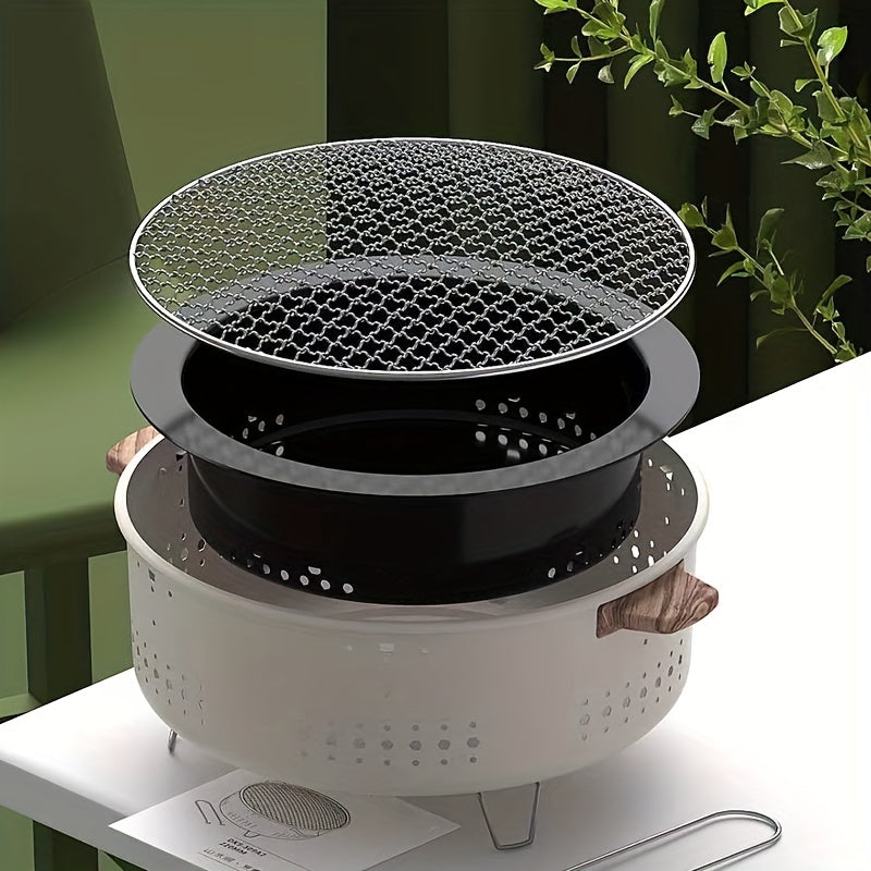 New Outdoor Smokeless Round Grill Small Stove Charcoal Grill Portable Korean Camping Barbecue Table Stove E9195 for hotels,restaurant, bulk kitchenware&tableware