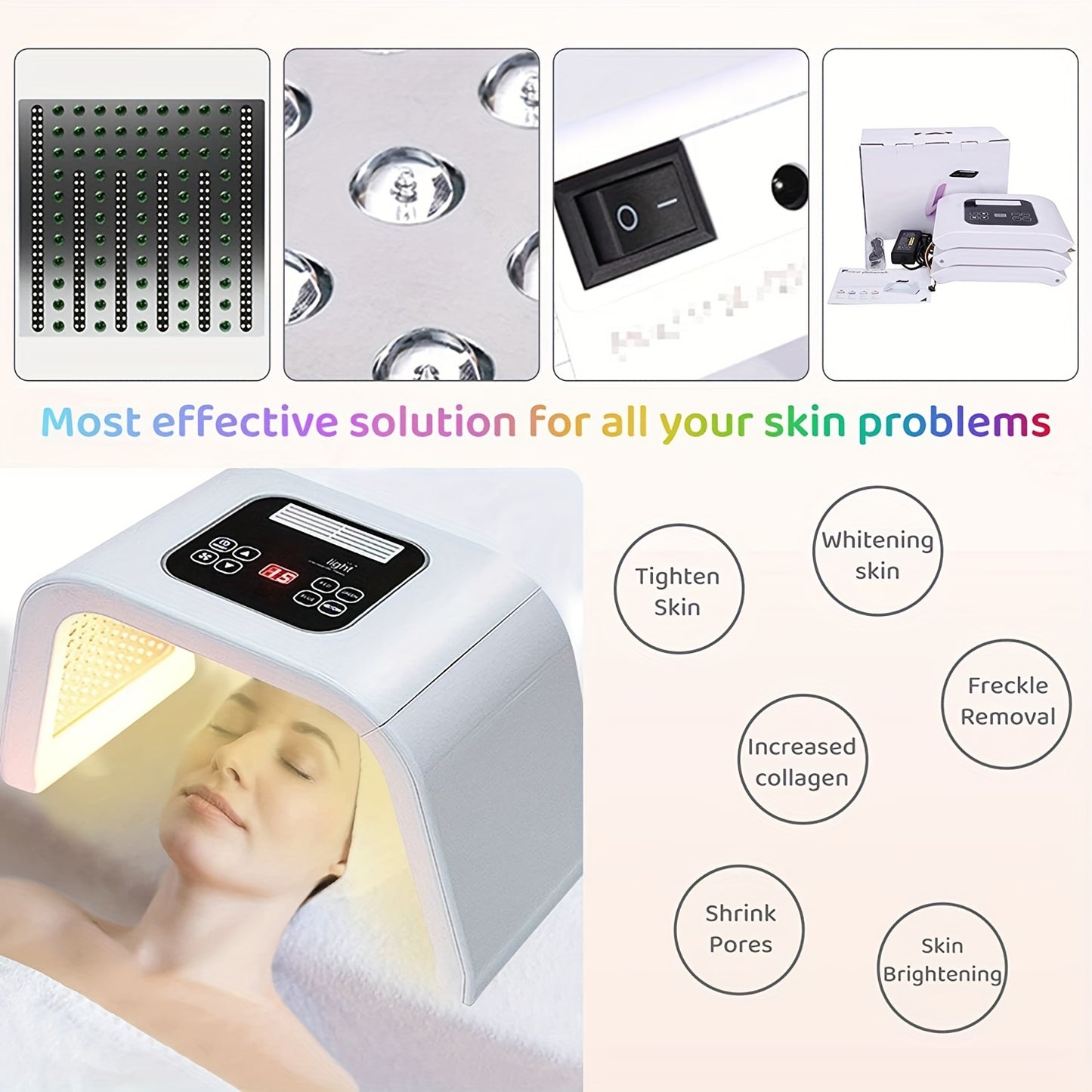 7 Color LED Light Therapy Facial And Body Skin Care Machine For Women - Multifunctional Beauty Device For Home And Salon Use