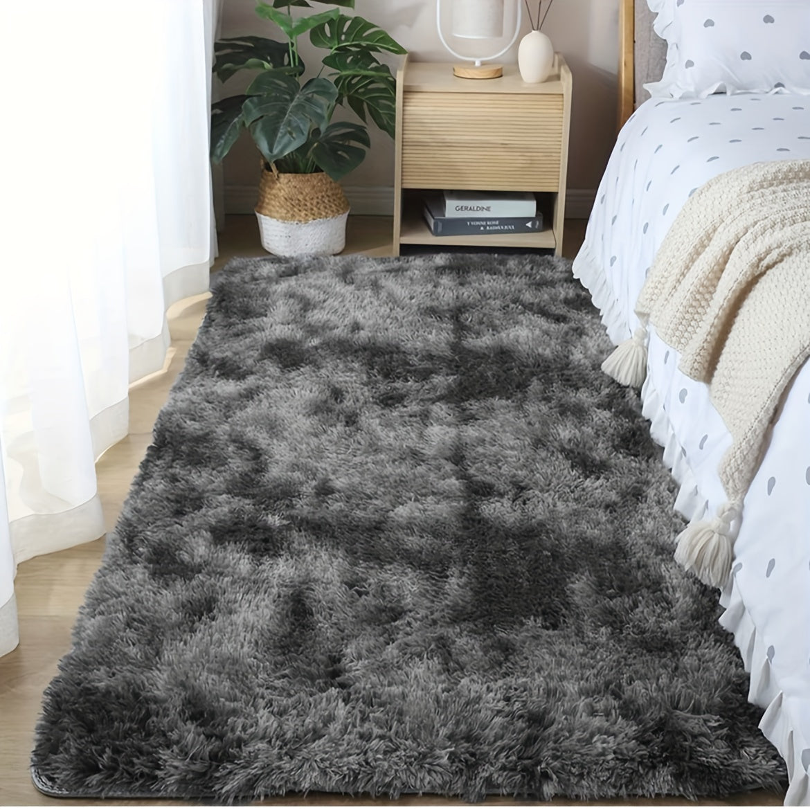 1pc, Soft Plush Area Rugs, Non-slip Fuzzy Shag Plush Soft Shaggy Bedside Rug, Tie-Dyed Living Room Carpet For Girls Kids Baby Teen Dorm Home Decor, Pet Friendly Bedroom Living Room Nursery Room Rug, Home Decor, Room Decor