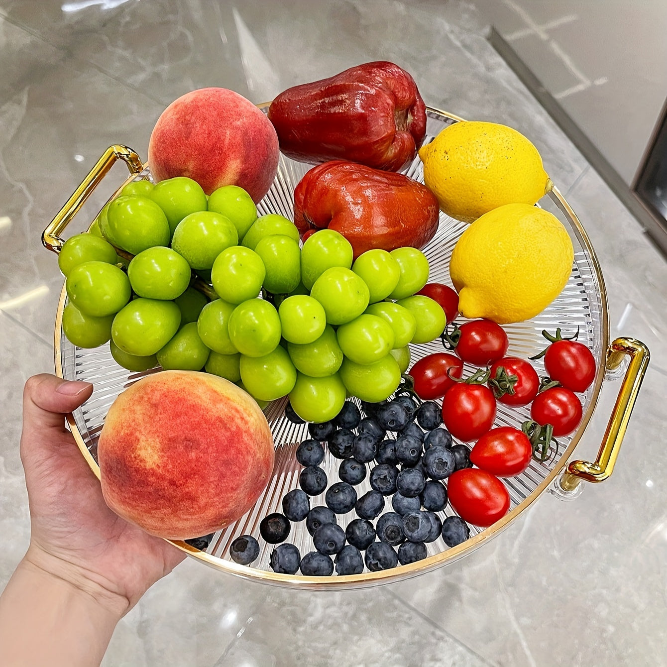 1pc, Acrylic Dessert Tray, Bread Tray, Reusable Snack Tray, Cup Tray Coffee Cup Tray, Decorative Fruit Tray, Kitchen Supplies, Table Decors, Room Decors