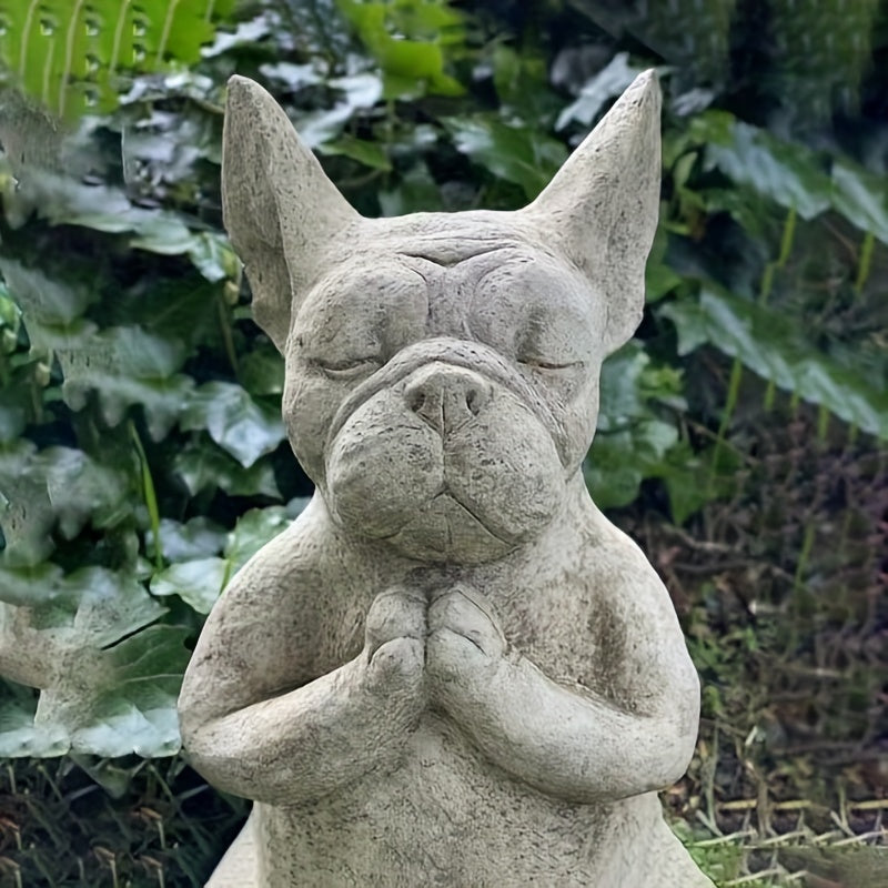 1pc French Bulldog Resin Statue, Meditating Sitting French Bull Dog Decoration, Yoga Dog Resin Craft For Garden Lawn Yard Porch Patio Home Decor