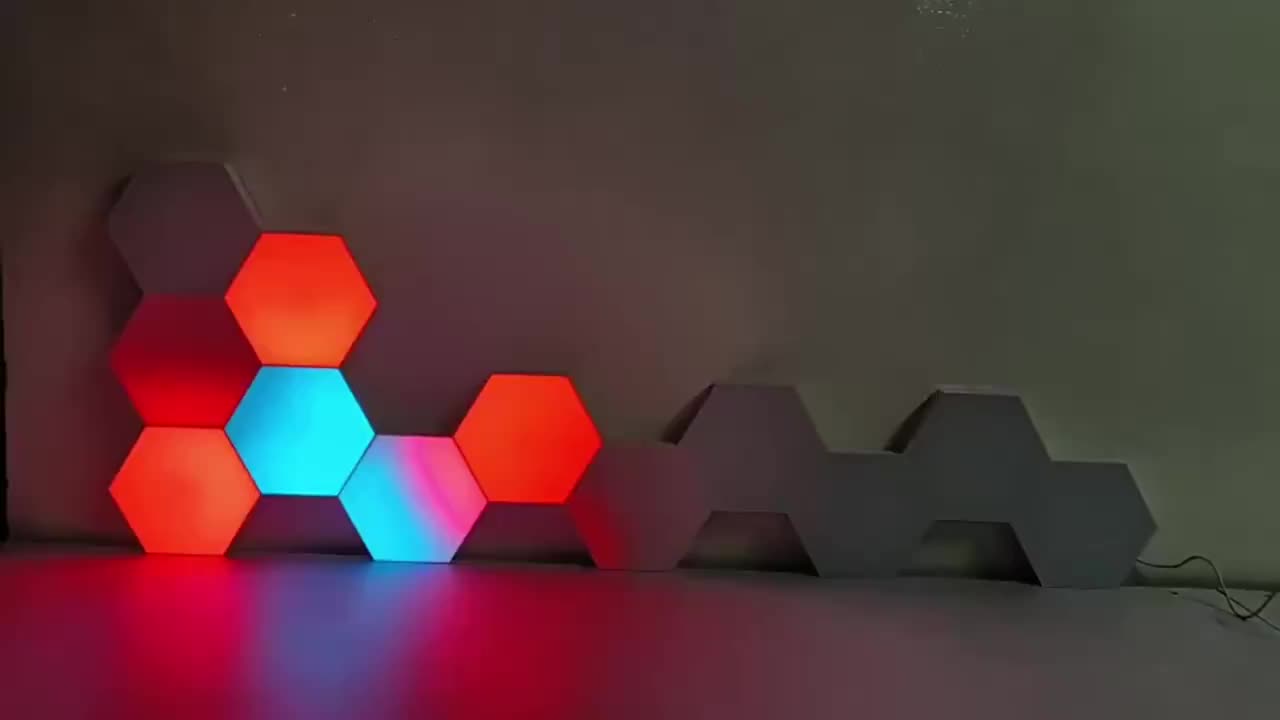 10pcs Hexagon Lights With Remote Sound Control Ligh Smart DIY Hexagon Wall Lights, Dual Control Hexagonal LED Light Wall Panels With USB-Power, Geometry Hex Lights Touch Used In Game Room Decor Party