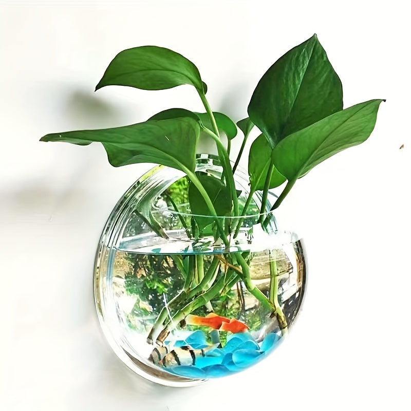 1pc Free Punching Hydroponics Planter, Home Decoration Pot Wall Hanging Mount Bubble Aquarium Bowl Fish Tank Aquarium Home Minipot