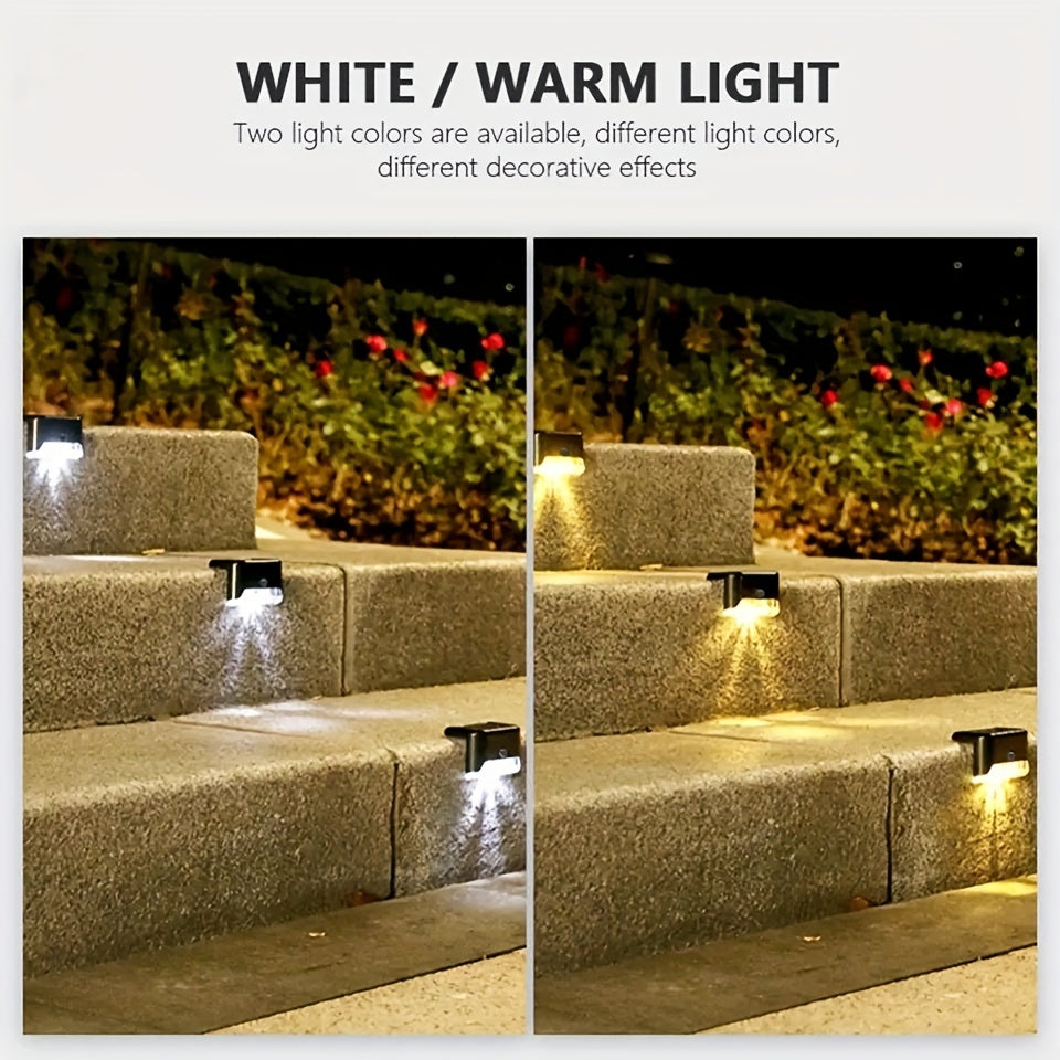 8 Packs Solar Deck Lights - Brighten Up Your Outdoor Space with Waterproof LED Lights for Deck, Step, Rail, Wall, Patio, Garden, Stairs, Yard, Villa Driveway Path (White/Warm Light)