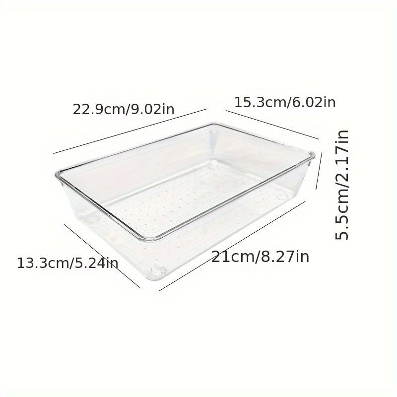 7/11/18pcs Clear Plastic Drawer Organizers Set, 4-Size Versatile Bathroom And Vanity Drawer Organizer Trays, Storage Bins For Makeup, Bedroom, Kitchen Gadgets Utensils And Office