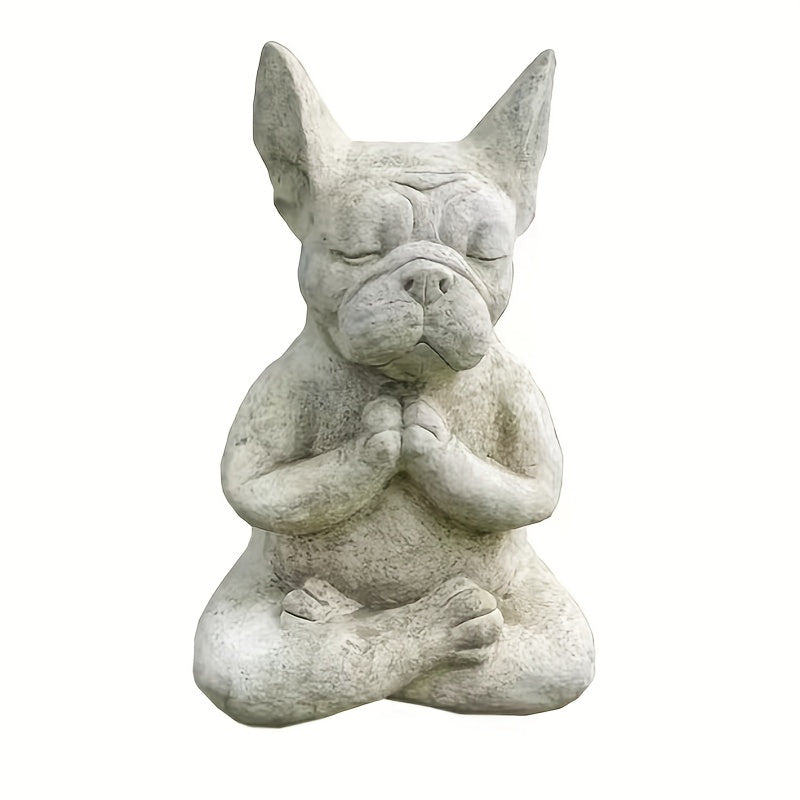 1pc French Bulldog Resin Statue, Meditating Sitting French Bull Dog Decoration, Yoga Dog Resin Craft For Garden Lawn Yard Porch Patio Home Decor