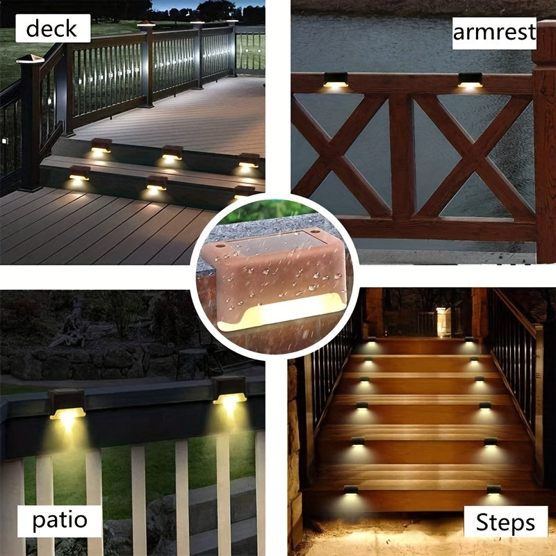 8 Packs Solar Deck Lights - Brighten Up Your Outdoor Space with Waterproof LED Lights for Deck, Step, Rail, Wall, Patio, Garden, Stairs, Yard, Villa Driveway Path (White/Warm Light)