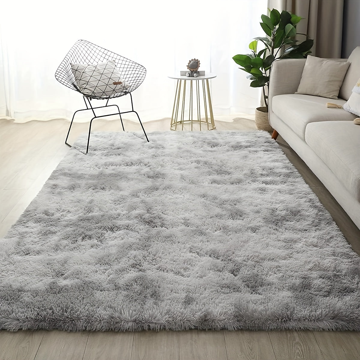 1pc Super Soft And Comfy Shag Area Rug - Tie-Dyed Indoor Plush Carpet For Bedroom, Living Room, Machine Washable And Non-Shedding