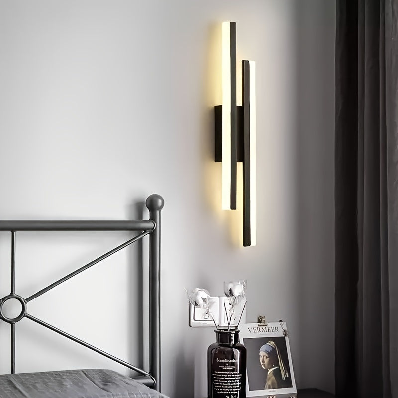 1pc Modern Simple Led Bedroom Bedside Wall Light, Nordic Corridor Aisle Entrance Balcony Living Room Sofa Background Wall Light, Black