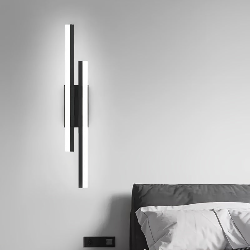 1pc Modern Simple Led Bedroom Bedside Wall Light, Nordic Corridor Aisle Entrance Balcony Living Room Sofa Background Wall Light, Black