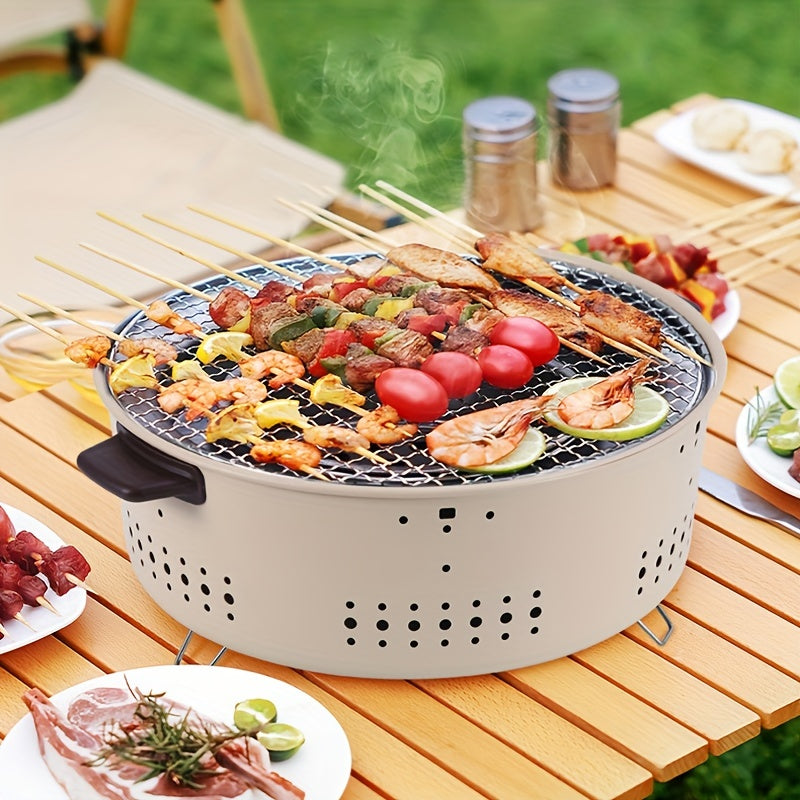 New Outdoor Smokeless Round Grill Small Stove Charcoal Grill Portable Korean Camping Barbecue Table Stove E9195 for hotels,restaurant, bulk kitchenware&tableware