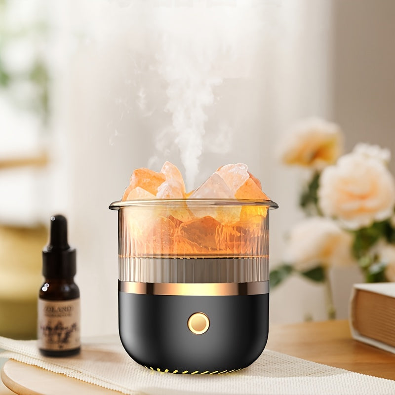 Salt Stone Humidifier with Aromatherapy and Atmosphere Light for Office and Bedroom