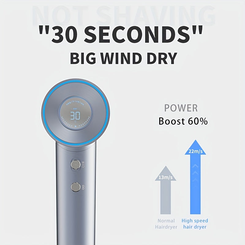 2023 New Digital Display Real-time Temperature Monitoring Hair Dryer, Hair Dryer, Magnetic Nozzle, Water Ion Hair Care, Hair Protection Hair Dryer, 110,000 High Speed Motor Bass Hair Dryer