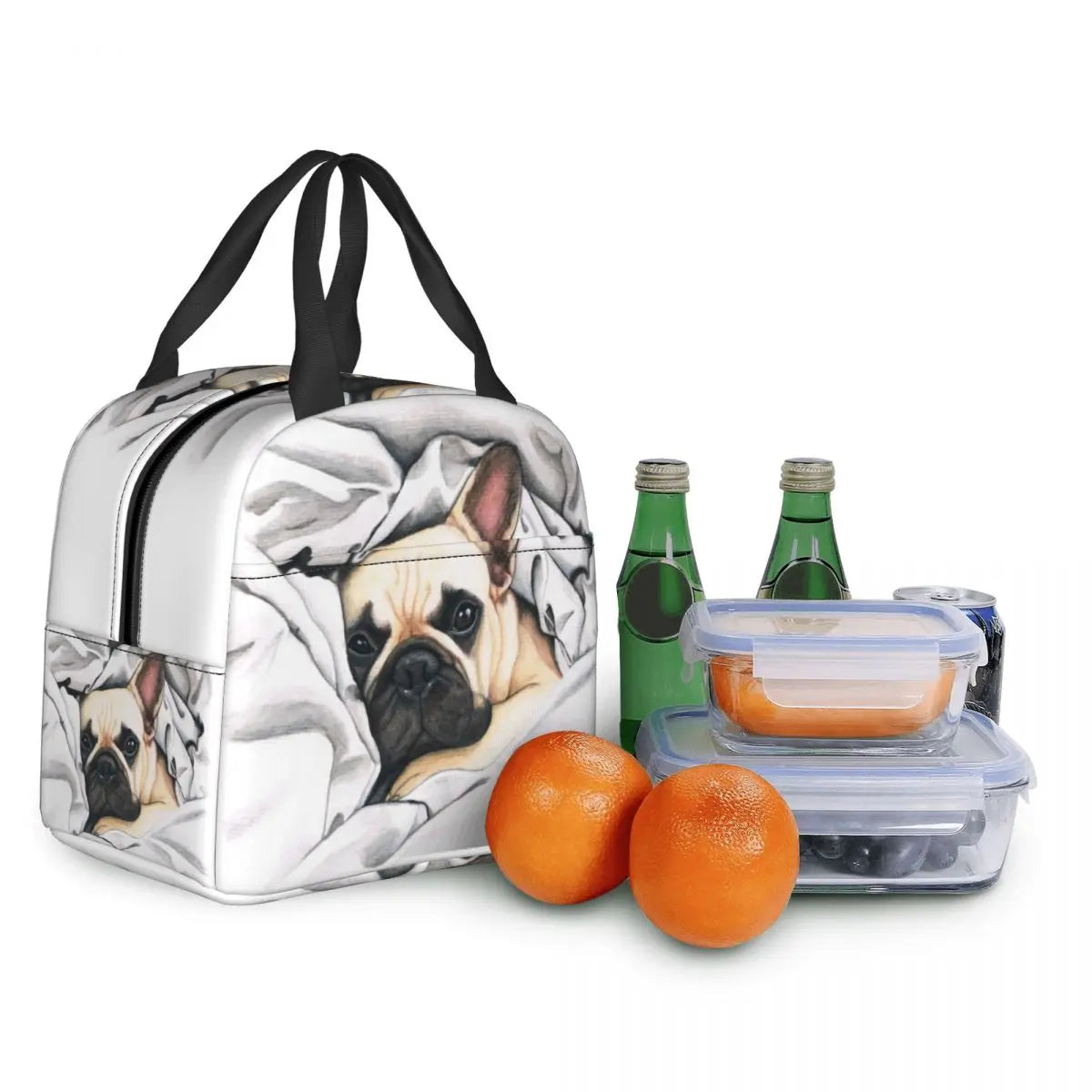 French Bulldog Lunch Bag For Work School Portable Insulated Thermal Cooler Frenchie Dog Lunch Box Women Children Warm Food Bags