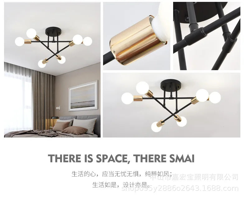 Modern Creative Ceiling Lamps Lighting Warm and Romantic Golden Bedroom Modern Minimalist Personality Living Room Dining Room