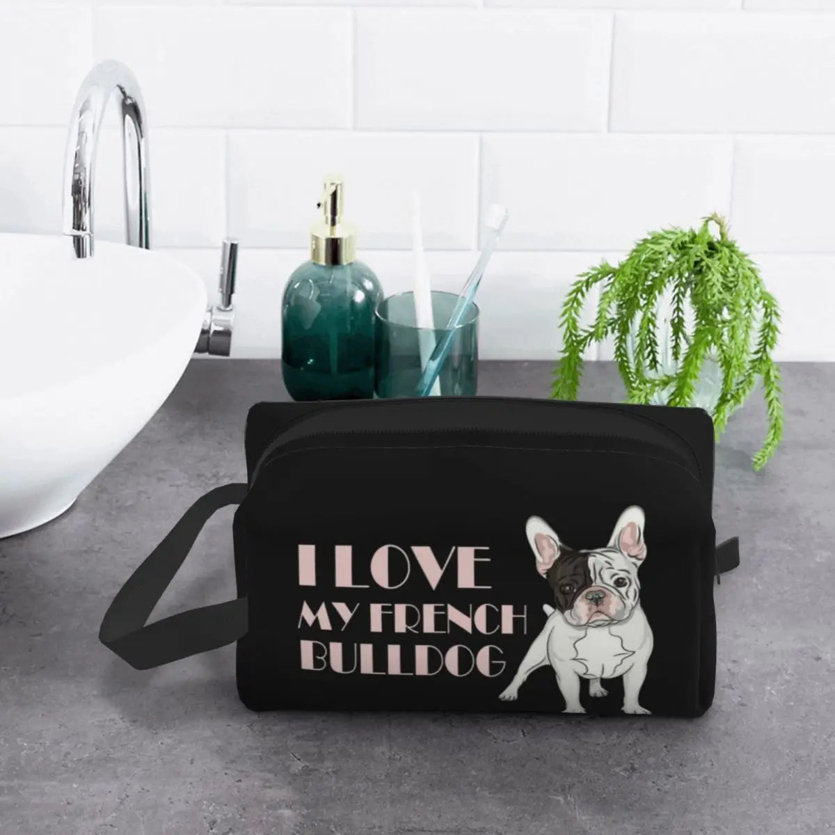 French Bulldog Makeup Bag Women Travel Cosmetic Organizer Kawaii Pet Puppy Dog Animal Frenchie Storage Toiletry Bags