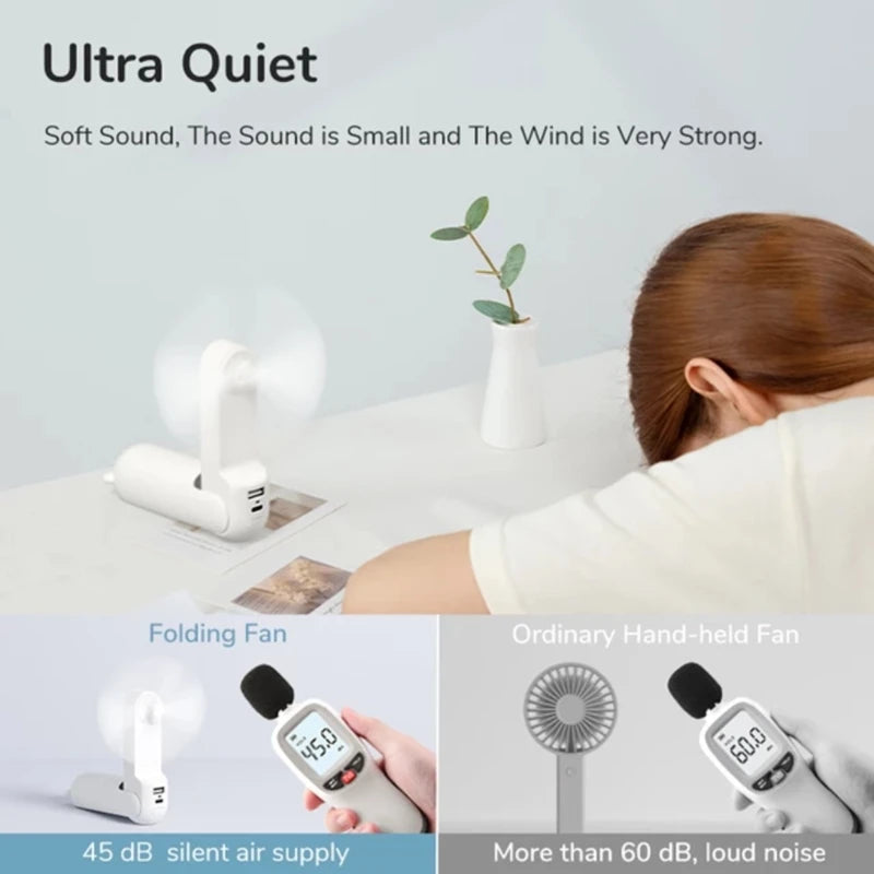 BANSY TIME Multi-functional Small Fan Foldable Portable Bear Mini Portable Lighting Rechargeable Ultra-silent Fan