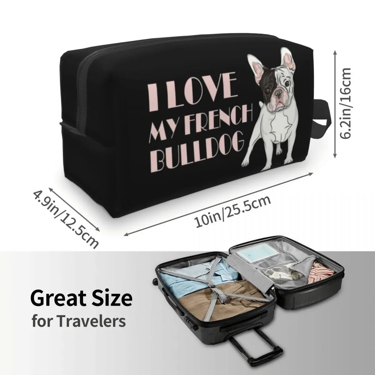 French Bulldog Makeup Bag Women Travel Cosmetic Organizer Kawaii Pet Puppy Dog Animal Frenchie Storage Toiletry Bags