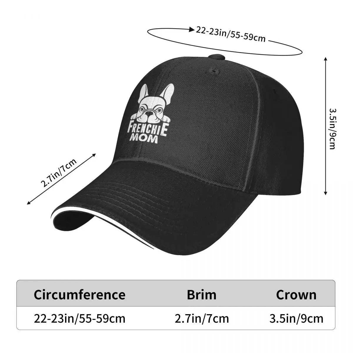 Unisex Cotton Cap For Women Men Frenchie Mom Fashion Baseball Cap Adjustable Outdoor Streetwear Hat