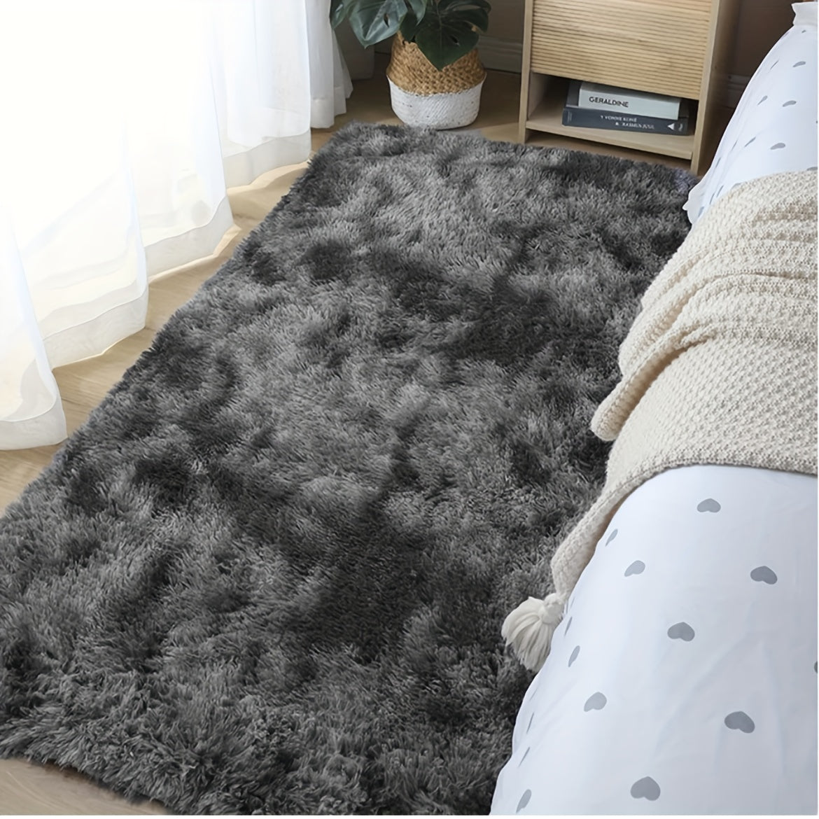 1pc, Soft Plush Area Rugs, Non-slip Fuzzy Shag Plush Soft Shaggy Bedside Rug, Tie-Dyed Living Room Carpet For Girls Kids Baby Teen Dorm Home Decor, Pet Friendly Bedroom Living Room Nursery Room Rug, Home Decor, Room Decor