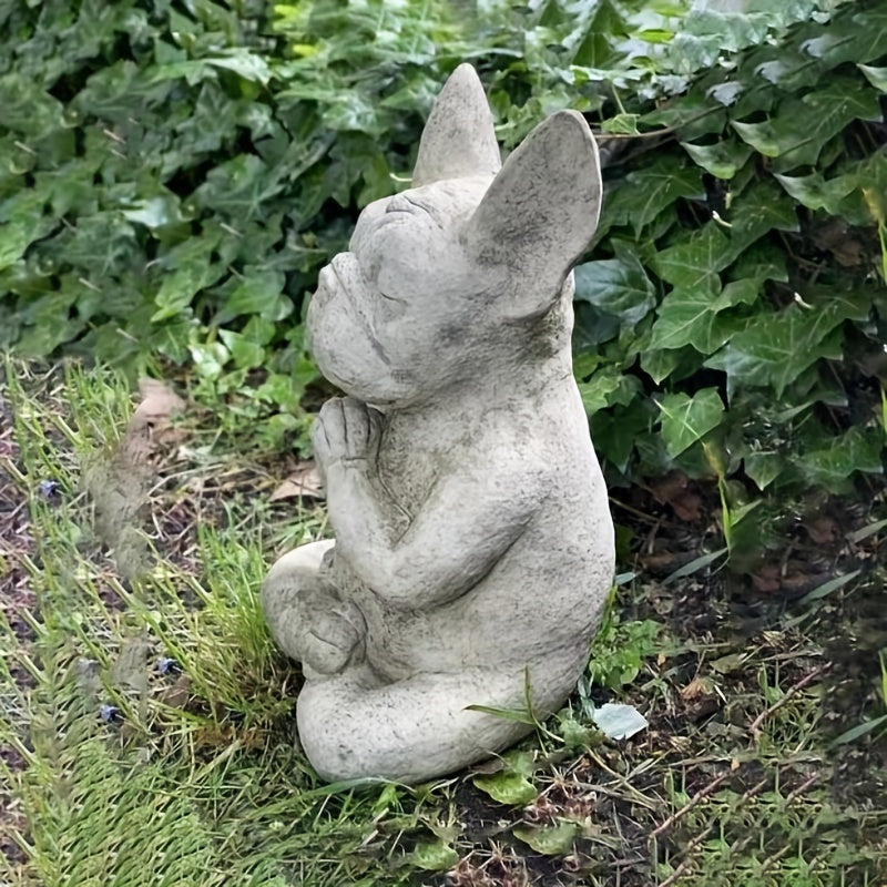 1pc French Bulldog Resin Statue, Meditating Sitting French Bull Dog Decoration, Yoga Dog Resin Craft For Garden Lawn Yard Porch Patio Home Decor