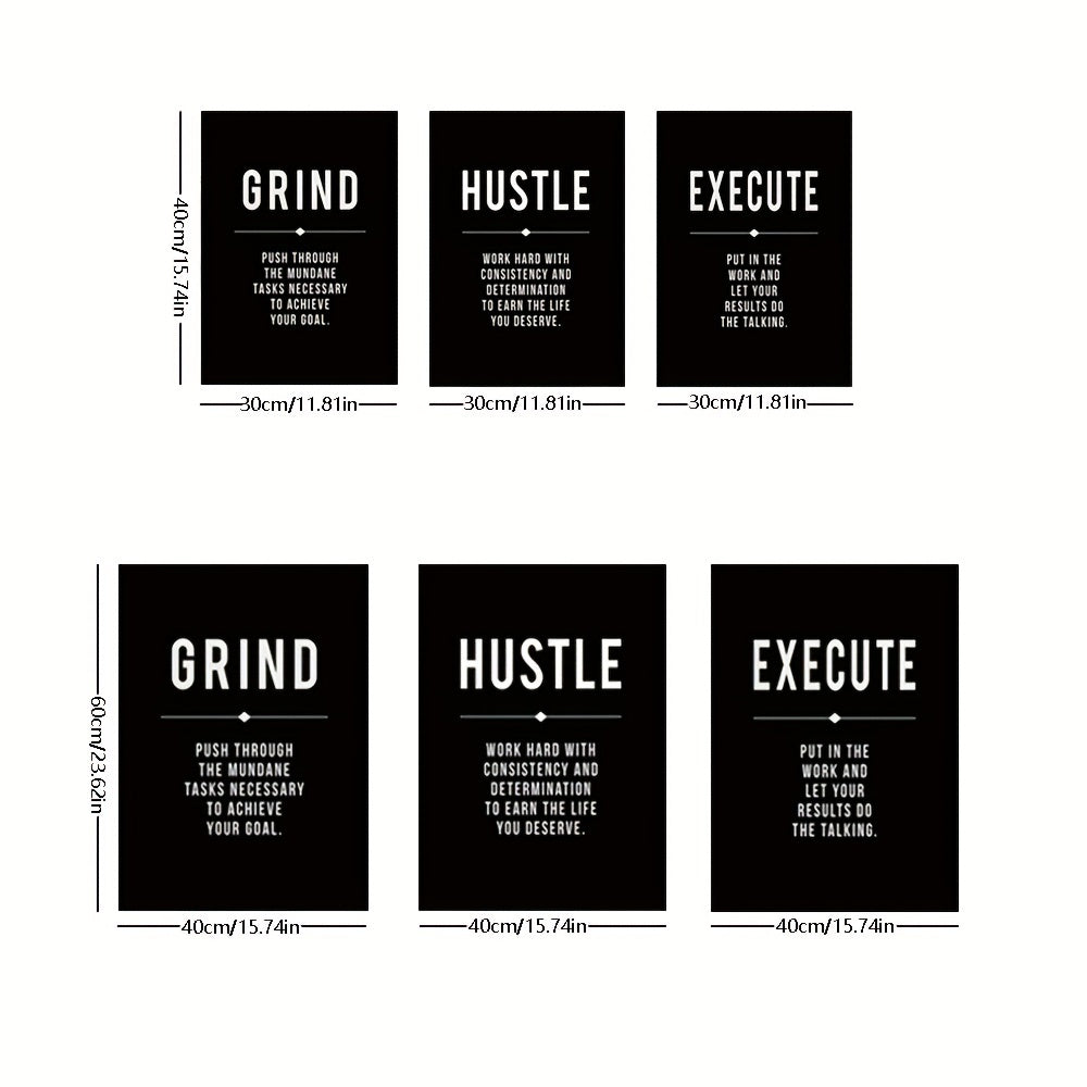 3pcs Unframed Grind Hustle Success Motivational Posters And Prints Office Decor Modern Art Entrepreneur Inspirational Oil Painting Picture No Frame