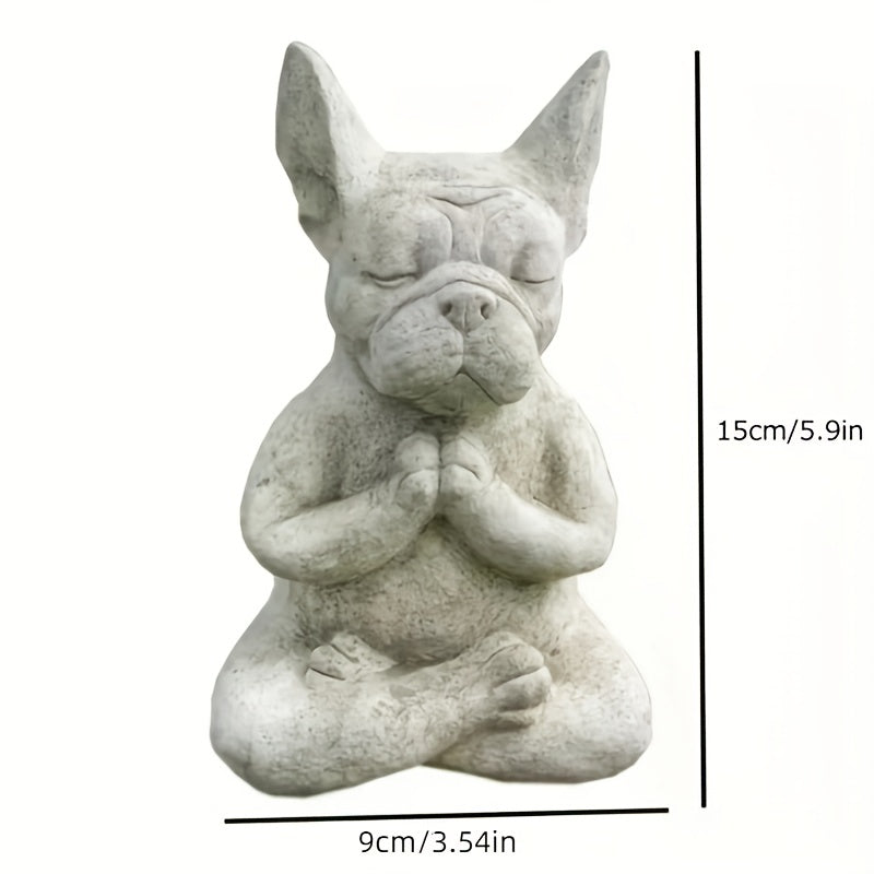 1pc French Bulldog Resin Statue, Meditating Sitting French Bull Dog Decoration, Yoga Dog Resin Craft For Garden Lawn Yard Porch Patio Home Decor