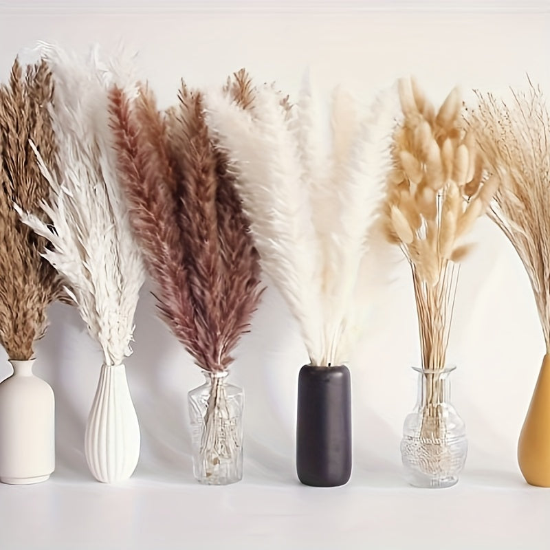 110pcs, Dried Pampas Grass Bouquet - DIY Dining Table Christmas Halloween Thanksgiving Autumn Harvest Decoration