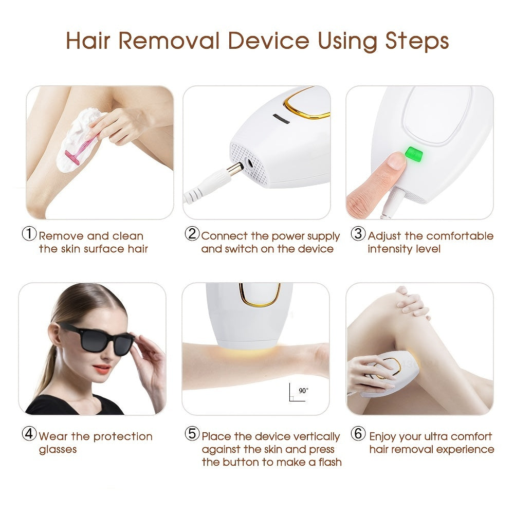 Painless Laser Hair Removal At Home - 500,000 Flashes IPL Epilator For Women - 5-Level Permanent Bikini Pubic Hair Remover Device