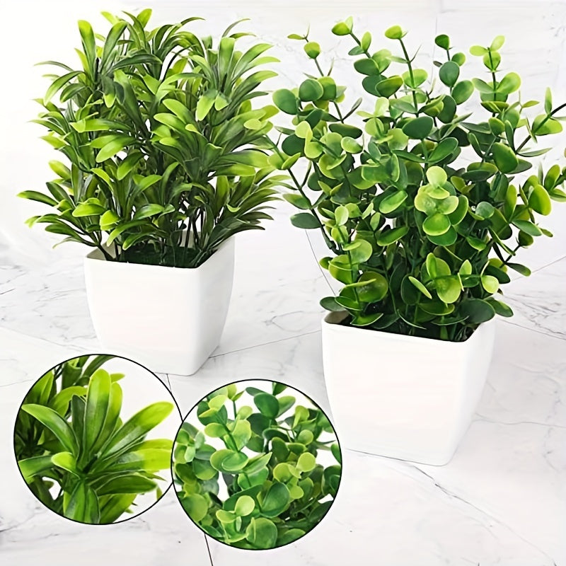 9pcs Mini Artificial Eucalyptus & Wheat Grass Plants - Perfect for Home Decorations & Office Desk!