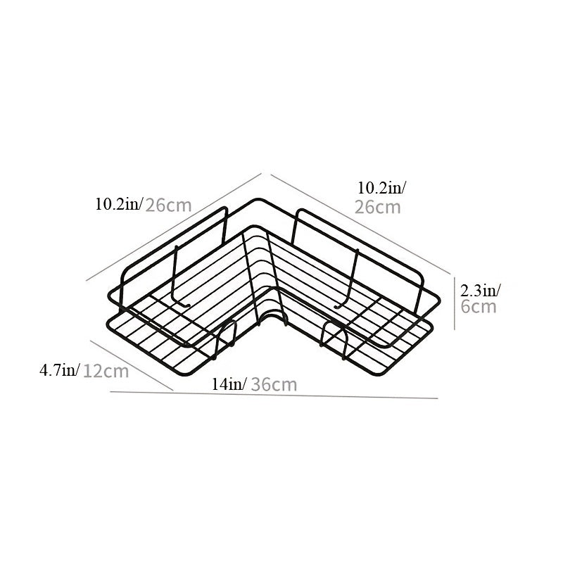 2pcs Punch-free Shower Corner Caddy, Toilet Corner Shelf, Toiletry Rack, Washroom Triangle Storage Rack, Wall Mounted Storage Rack For Bathroom