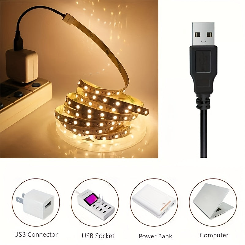 LED Strip Light 19.69-196.85inch 2835 SMD Living Room Ceiling Luces Flexible USB TV Background Lighting Decorative Light DC5V