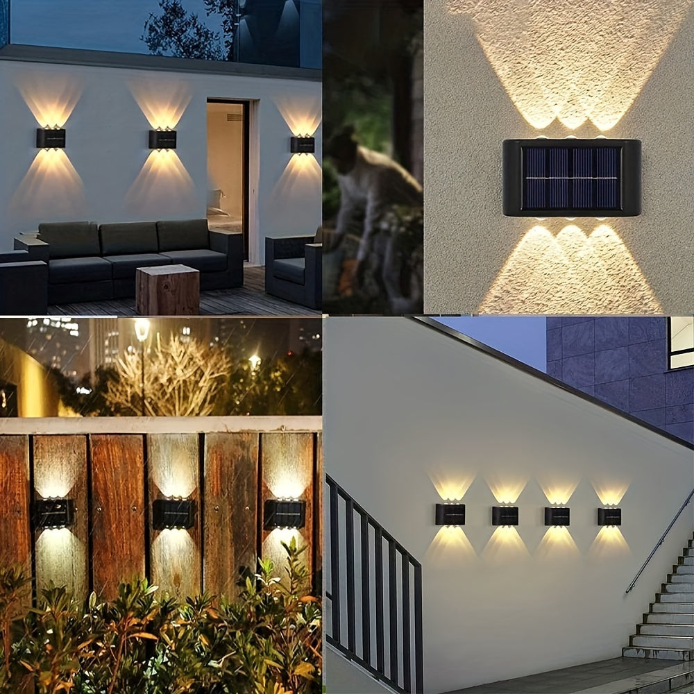 Staaricc 2pcs Solar Waterproof Wall Light,Outdoor 6-LED Deck Lights, Wall Light,For Courtyard, Street, Fence, Garage, Garden Perfect Decoration