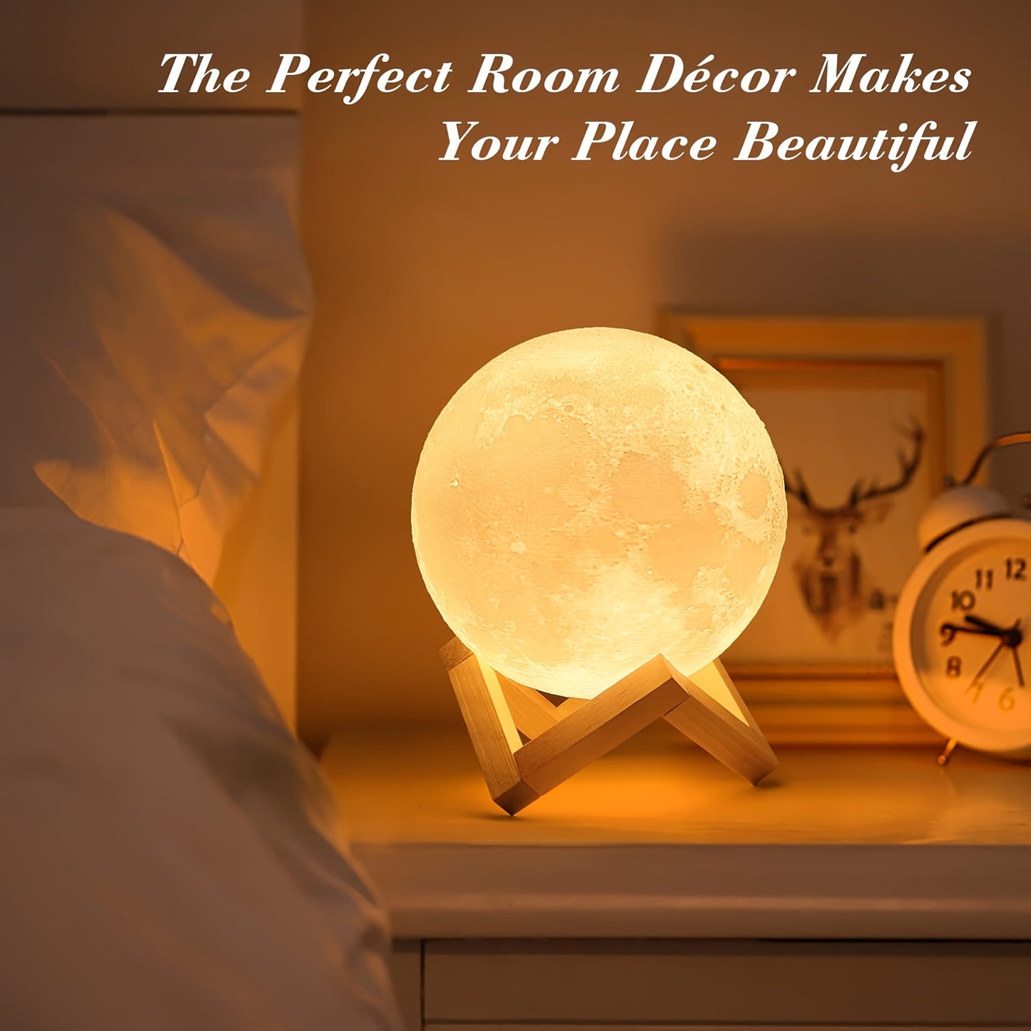 1pc 3D Moon Lamp Night Light Moon Light, 16 Colors With Wooden Stand & Remote/Touch Control And USB Rechargeable, Birthday Gifts For Women Girls Boys Mom Girlfriend