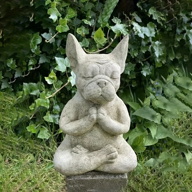 1pc French Bulldog Resin Statue, Meditating Sitting French Bull Dog Decoration, Yoga Dog Resin Craft For Garden Lawn Yard Porch Patio Home Decor