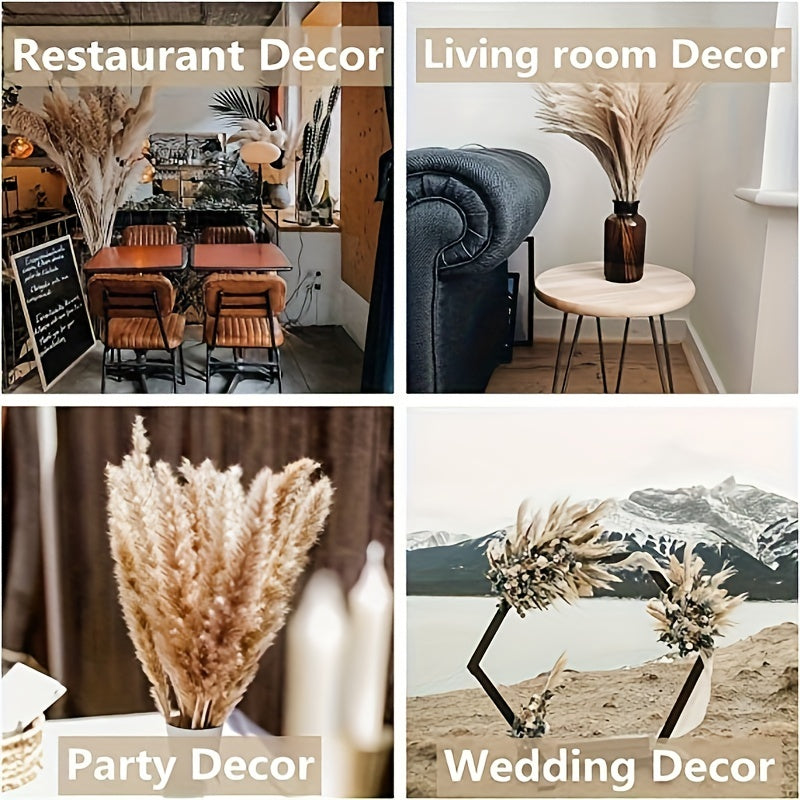 110pcs, Dried Pampas Grass Bouquet - DIY Dining Table Christmas Halloween Thanksgiving Autumn Harvest Decoration