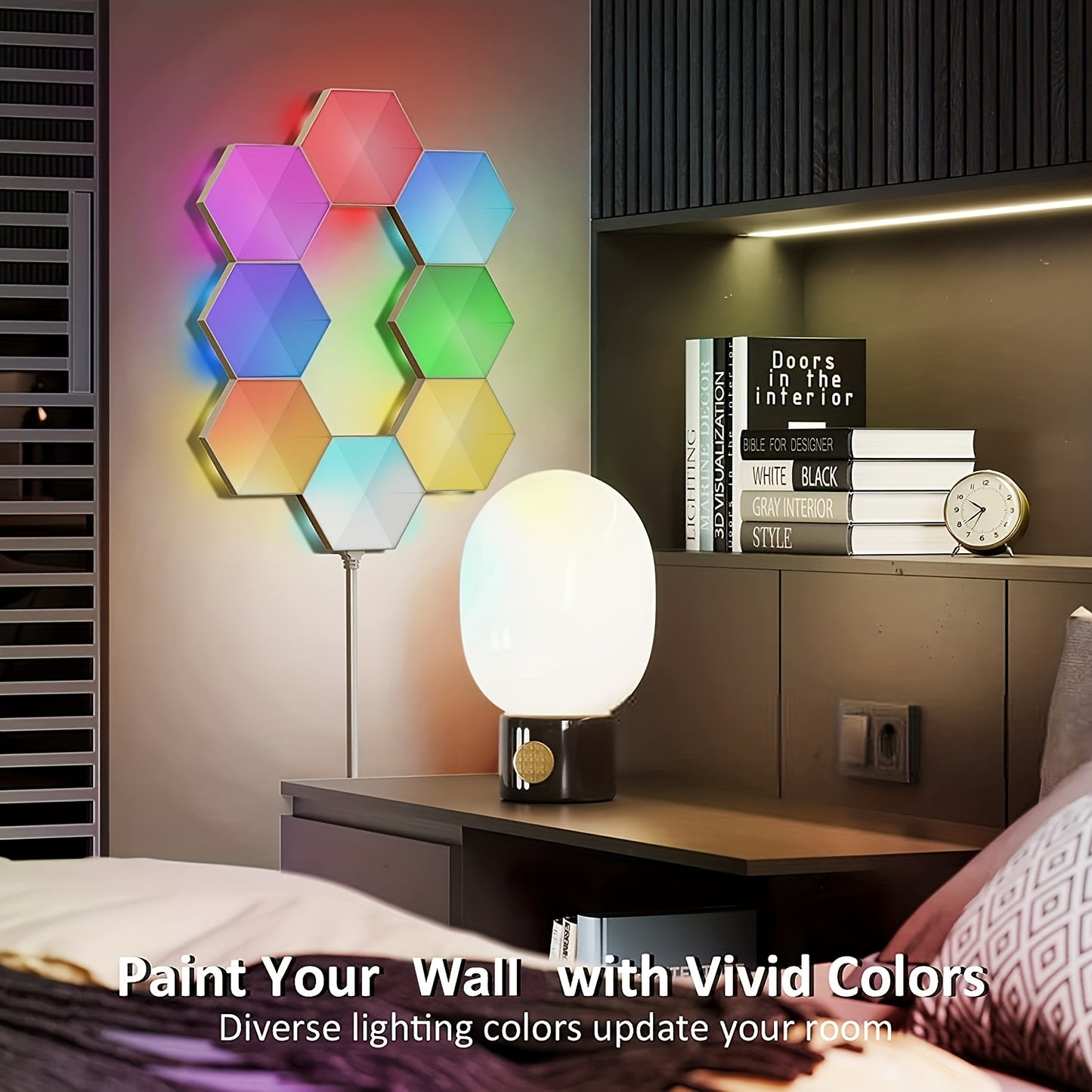 10pcs Hexagon Lights With Remote Sound Control Ligh Smart DIY Hexagon Wall Lights, Dual Control Hexagonal LED Light Wall Panels With USB-Power, Geometry Hex Lights Touch Used In Game Room Decor Party