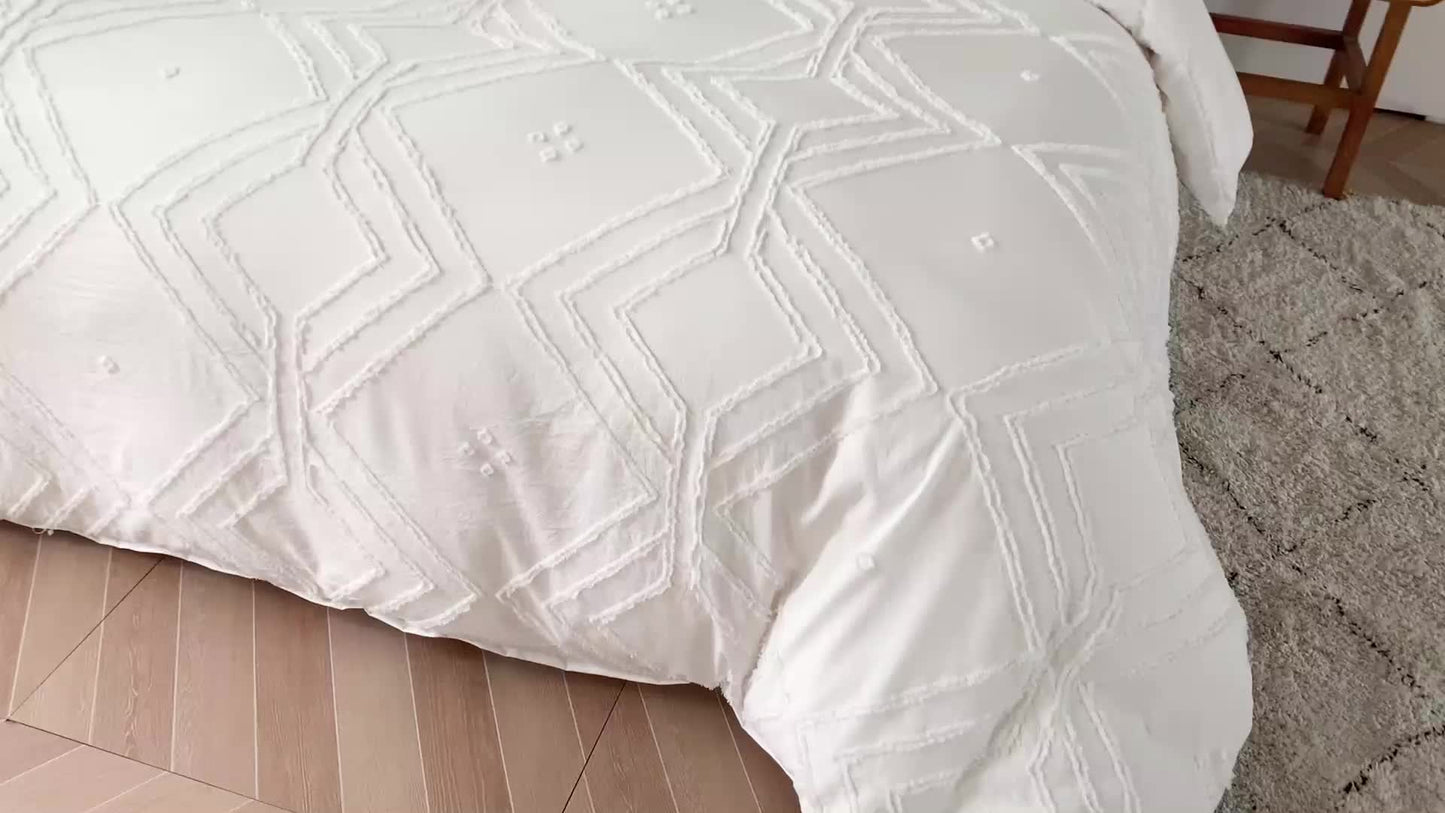 2/3pcs Boho Grid Tufted Duvet Cover Set - Soft and Comfortable Bedding for All Seasons - Includes 1 Duvet Cover and 1/2 Pillowcases (No Core Included)