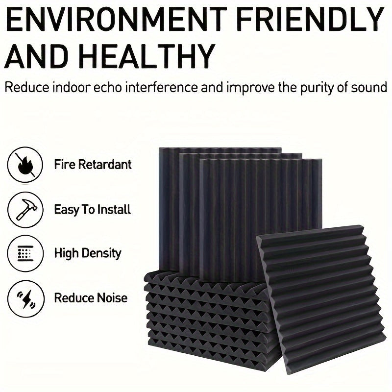 50pcs Of 1''X12''X12'' Acoustic Foam Wall Panels - Improve Your Studio Soundproofing & Absorption Treatment!