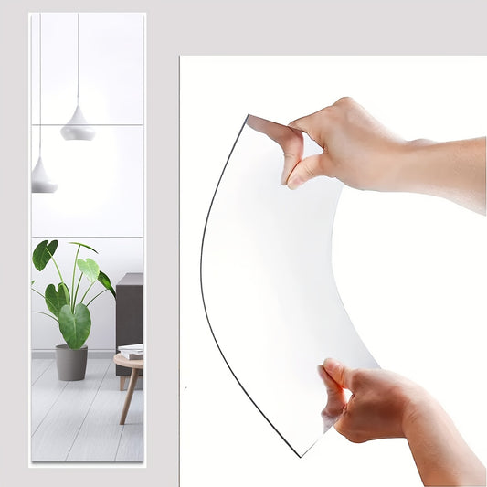 4pcs Full Length Mirror Tiles, Frameless Wall Mirror, Body Mirror, Long Mirror, Gym Mirrors For Home Gym, Used As Door Mirror, Closet Mirror, Room Mirror, Easy To Install