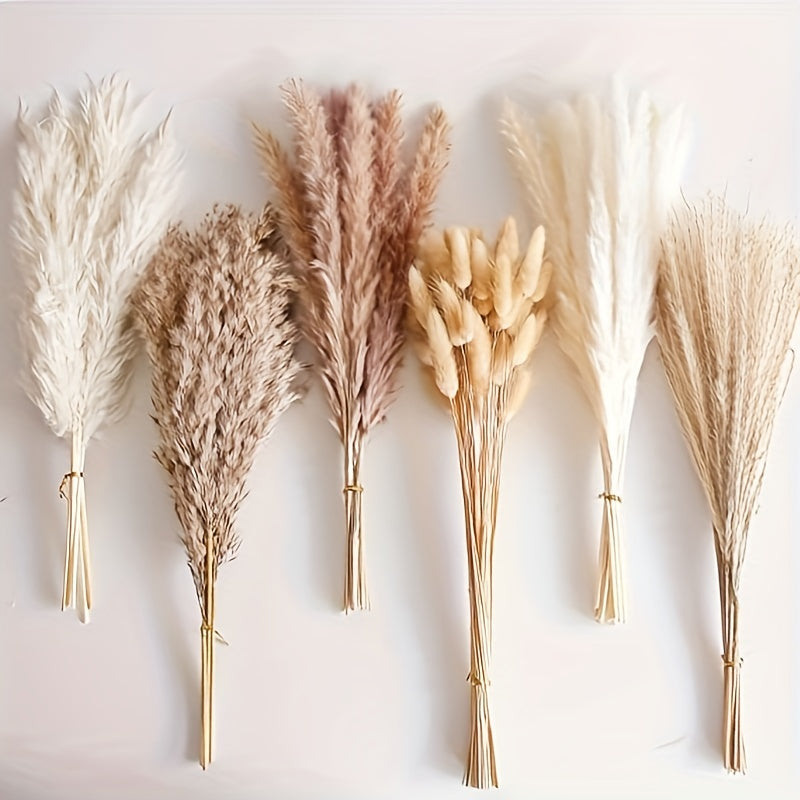 110pcs, Dried Pampas Grass Bouquet - DIY Dining Table Christmas Halloween Thanksgiving Autumn Harvest Decoration