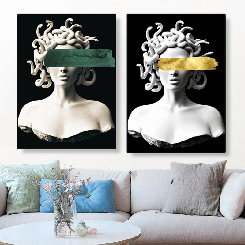 2pcs Art Canvas Print Posters, Mythology Canvas Wall Art Paintings, Artwork Wall Painting For Gallery Living Room Bedroom Bathroom Office Kitchen Wall Decors, No Frames