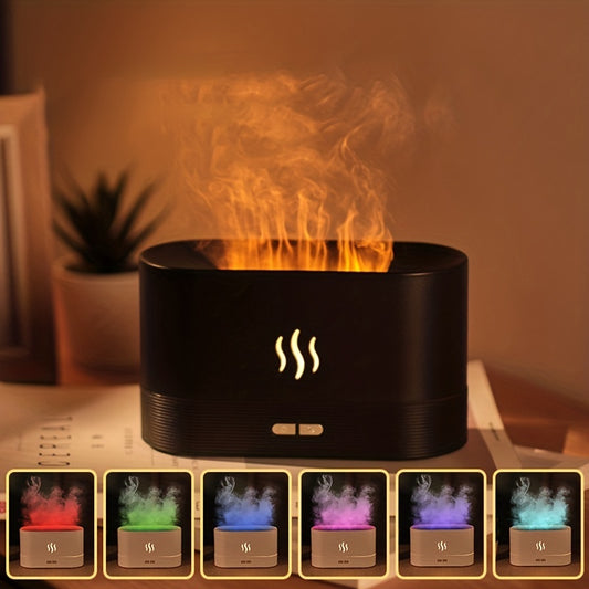 1pc Colorful LED Flame Aroma Diffuser Bedroom Table Atmosphere Decorative Lamp Creative Humidifier Light For Living Room Office USB5V Power Supply