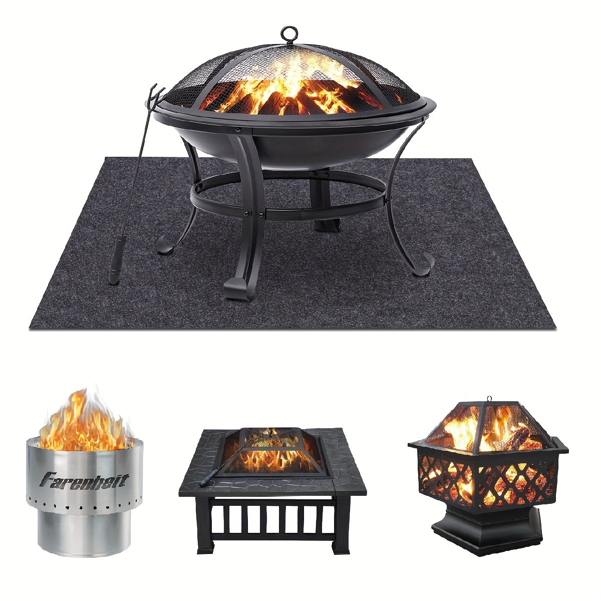 1pc Fire Pit Mat, Anti-skid Fireplace Rug, Stove Fire Mat, Ember Pad, Gas Grill Pad, Retardant & Heat Resistant Pad, Protect Your Deck Terrace Lawn Or Campground From Embers, Washable & Reusable